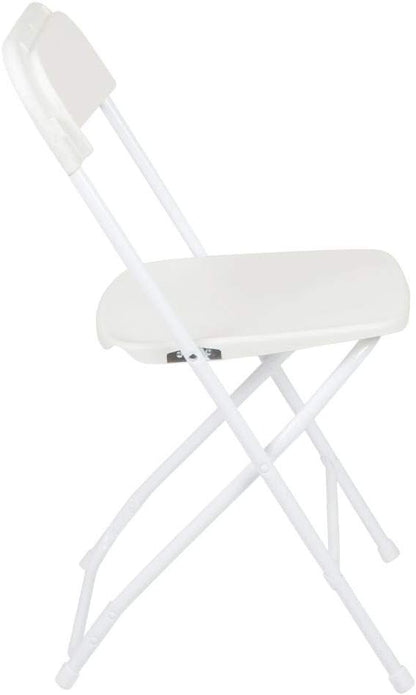Flash Furniture Hercules Series Plastic Folding Chairs for Parties and Weddings, Stackable Commercial Event Seats with 650-lb. Static Weight Capacity, Set of 2, White