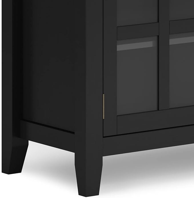 SIMPLIHOME Artisan Buffet - 54 inch Wide Solid Wood 3-Door Sideboard Buffet in Black, Contemporary Storage Cabinet for Dining Room or Kitchen with Adjustable Shelves and Bronze Hardware