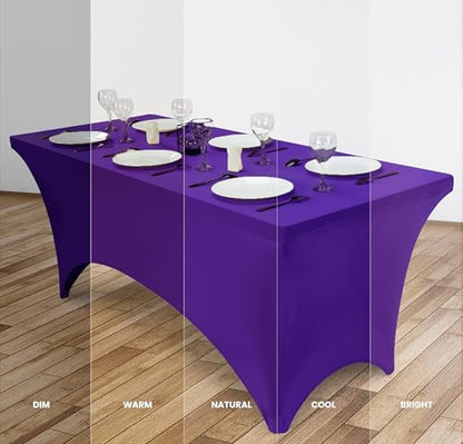 Utopia Kitchen 6FT Spandex Tablecloth [1 Pack, Purple] 200 GSM Stretch, Fitted, Washable and Wrinkle Resistant Table Cloth Rectangle Cover for Trade Shows, Wedding, Parties [72Lx30Wx30H Inch]
