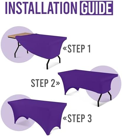 Utopia Kitchen 6FT Spandex Tablecloth [1 Pack, Purple] 200 GSM Stretch, Fitted, Washable and Wrinkle Resistant Table Cloth Rectangle Cover for Trade Shows, Wedding, Parties [72Lx30Wx30H Inch]