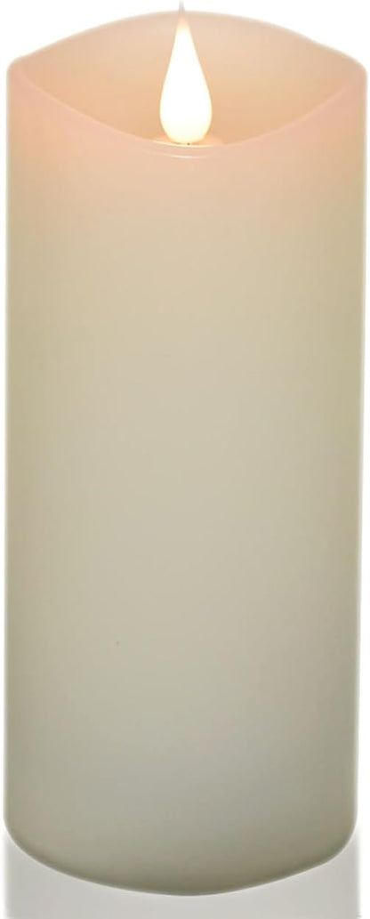 Flickering Flameless Candle, Real Wax LED Pillar Candle with 3D Moving Flame, Battery Operated, Built-in Timer, Ivory, Unscented, Safe for Home Décor, and Holidays 3" x 7.12"