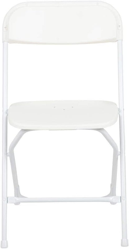 Flash Furniture Hercules Series Plastic Folding Chairs for Parties and Weddings, Stackable Commercial Event Seats with 650-lb. Static Weight Capacity, Set of 2, White
