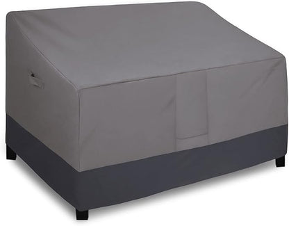 Easy-Going Waterproof Outdoor Sofa Cover - Heavy Duty 2 Seater Outdoor Loveseat - Windproof Patio Furniture with Air Vent (60Wx35Dx35H inch, Gray/Dark Gray)