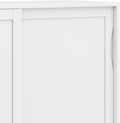 SIMPLIHOME Harper Solid Wood 48 inch Storage Cabinet in Teak Brown (Set of 2) for The Living Room, Entryway and Family Room