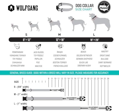Wolfgang Heavy Duty, Adjustable Dog Collar with Quick Release Nylon Buckle for Walking & Training, FuzzyTails Print, Medium