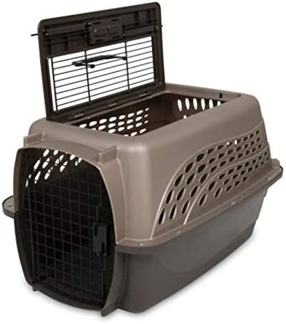 Petmate Dog Crates for Small Dogs & Cat Carriers, Two-Door Plastic Pet Kennel, Top & Front Loading, Made in USA, 24" For Pets Up To 15 lb, Pearl Tan