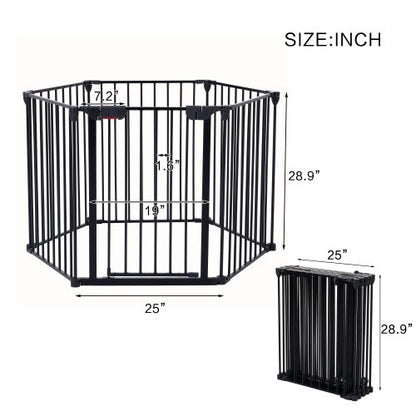 150 Adjustable Safety Gate 6 Panels Play Yard Metal Doorways Fireplace Fence Christmas Tree Fence Gate For House Stairs Gate Prohibited Area Fence