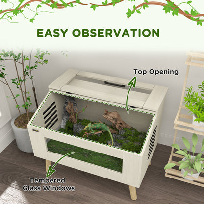 30 Gallon Reptile Tank, Top Opening Reptile Enclosure with Glass Windows for Snakes, Lizards Horned Frogs & Chameleons