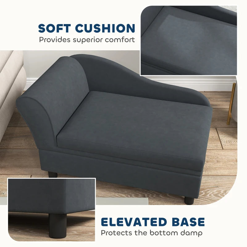 PawHut Pet Sofa Bed Couch With Storage, Pet Sofa For Cats And Small Dogs, Dark Gray