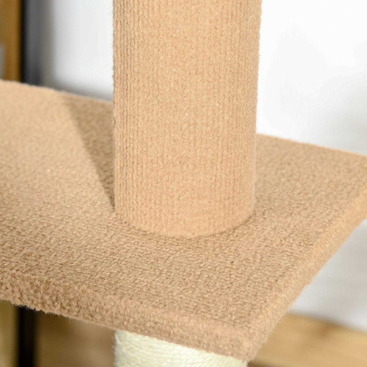Floor-to-Ceiling Cat Tree Climbing Tower with Sisal-Covered Scratching Posts Natural Cat Tree Activity Center for Kittens Tower Furniture, Light brown