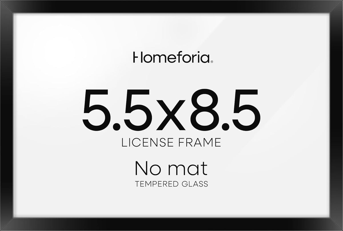 Homeforia 5.5 x 8.5 Business License Frame Black, High End Metal 5.5x8.5 Certificate Frames, 8.5x5.5 Document Frames for Wall or Tabletop, 5.5 by 8.5 Picture Frames, Tempered Glass, Wall Kit, Set of 1