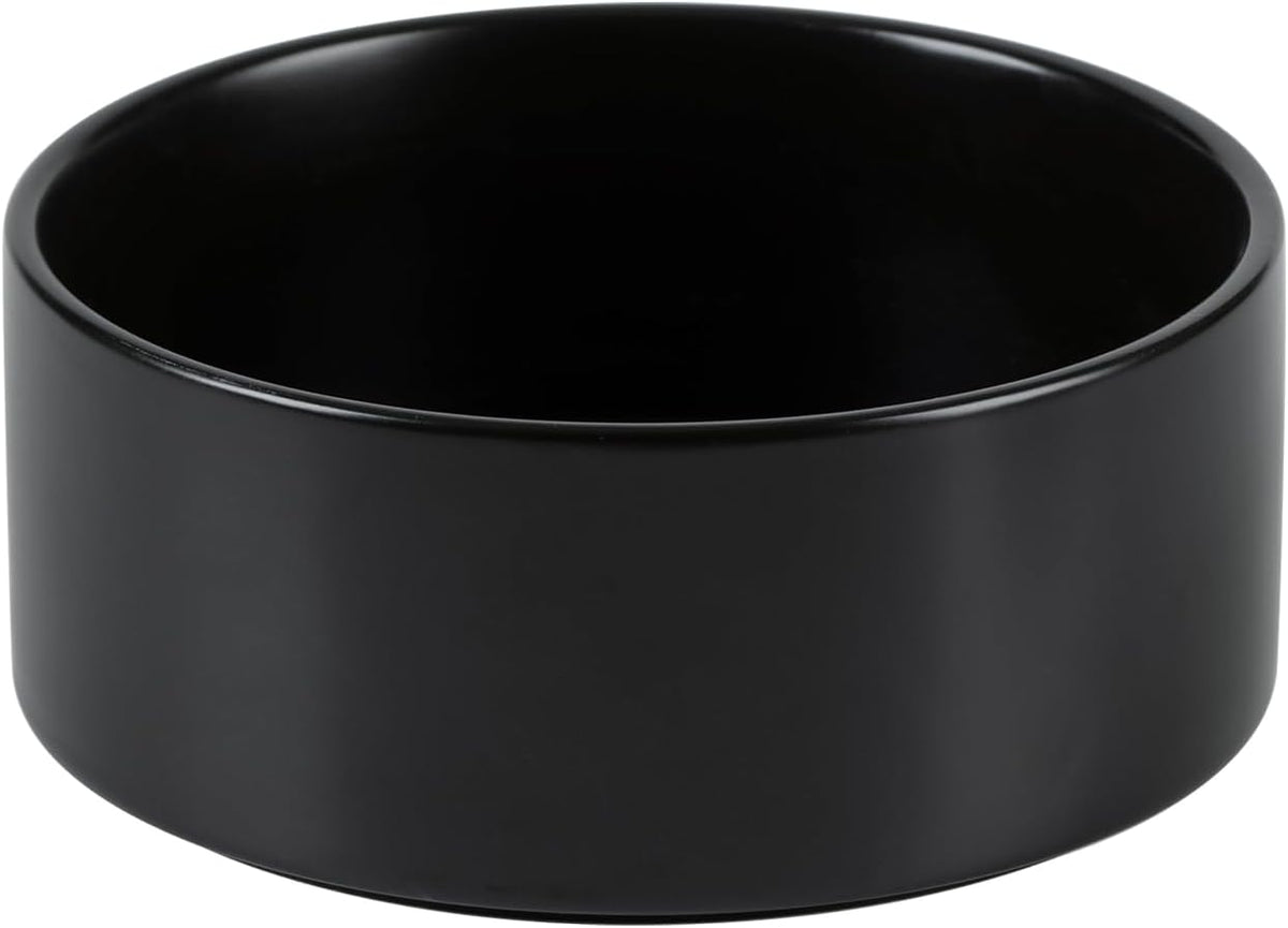 Ceramic 6.1inch Non-Slip Dog Food and Water Bowl for Small & Medium Breed Dogs,Pet Bowl for Replacement, Protects Cervical Spine (Black)