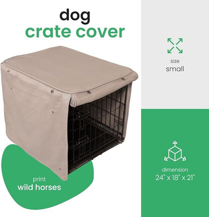Molly Mutt Wild Horses Dog Crate Cover, 100% Cotton Canvas Cover with 2 Roll-Up Panels, Ideal for Dog or Cat Crate, Durable, Washable, and Free of Harmful Chemicals, 24" x 18" x 21"