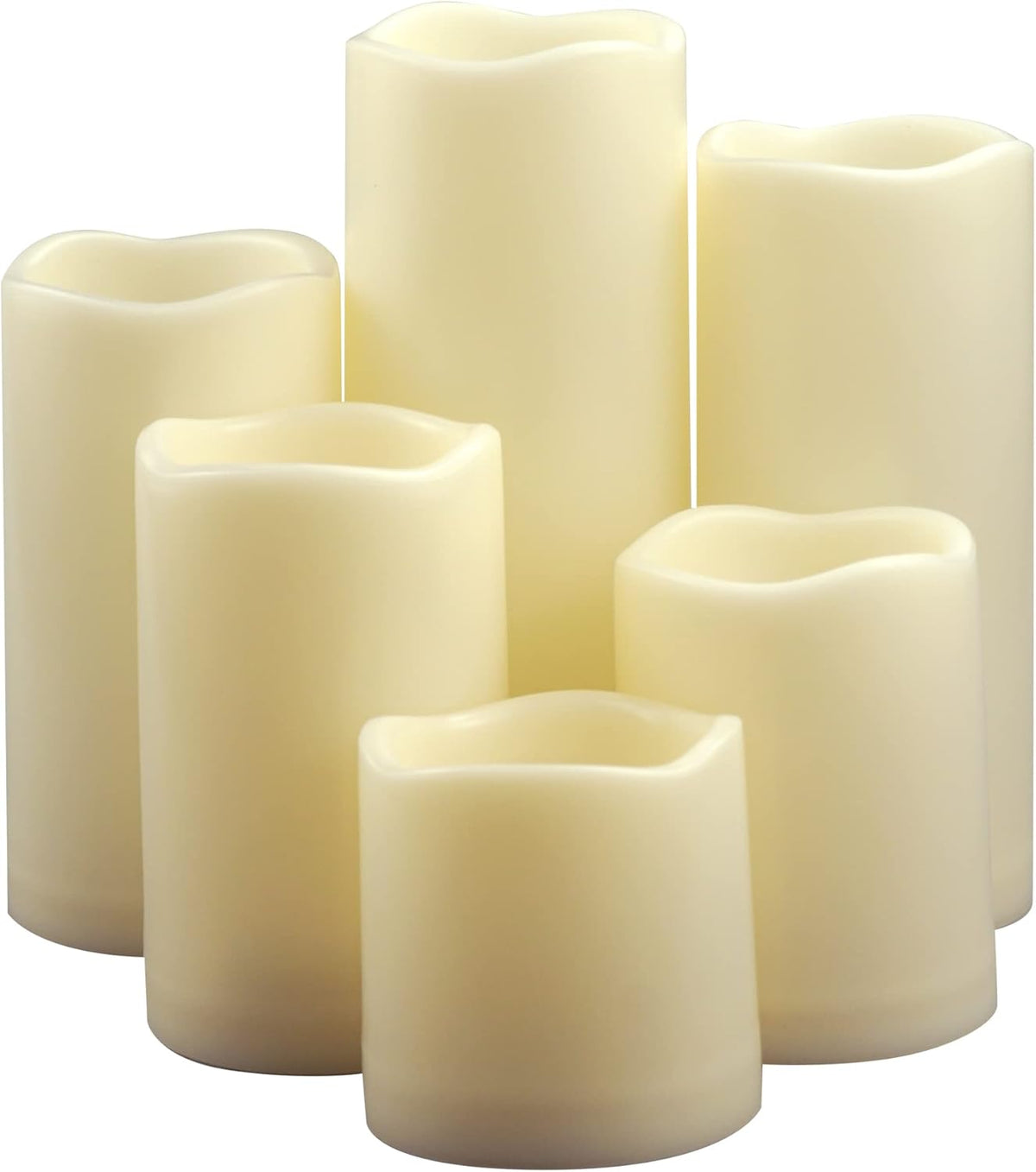 CANDLE CHOICE Waterproof Outdoor Battery Operated Flameless Pillar Candles with Timer White Plastic Realistic Flickering Electric LED Lights for Lantern Garden Wedding Christmas Decorations 6 Pack