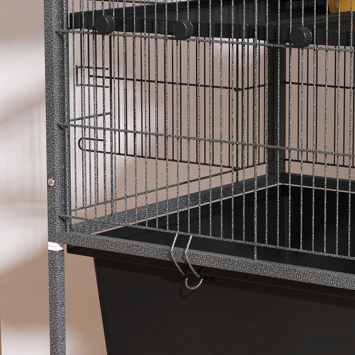 59" 5-Level Small Animal Cage, Rolling Ferret Cage with 6.3" Deep Tray, Non-Slip Cloth Covered Ramps, Hammock, Dark Gray