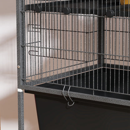 59" 5-Level Small Animal Cage, Rolling Ferret Cage with 6.3" Deep Tray, Non-Slip Cloth Covered Ramps, Hammock, Dark Gray
