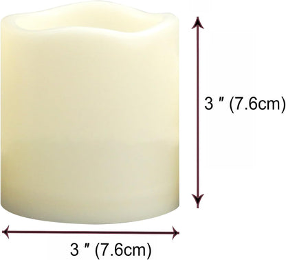 CANDLE CHOICE Waterproof Outdoor Battery Operated Flameless Candles with Timer Flickering Plastic Resin Electric LED Pillar Lights for Lantern Patio Garden Wedding Party Decorations 3x3 Inches 2 Pack