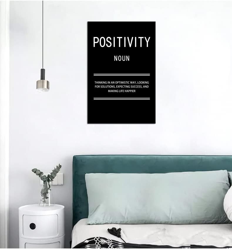Positivity Noun Motivational Poster Canvas Wall Art Inspirational Picture Painting Modern Inspiring Positive Artwork for Home Living Room Bedroom Gym Office wall Decor Ready to Hang [12''W x 18''H]
