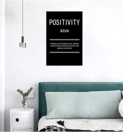 Positivity Noun Motivational Poster Canvas Wall Art Inspirational Picture Painting Modern Inspiring Positive Artwork for Home Living Room Bedroom Gym Office wall Decor Ready to Hang [12''W x 18''H]