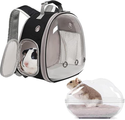 Portable Travel Backpack Habitat for Small Animal, Space Capsule Bubble Window Guinea Pig Bird Bearded Dragon Turtle Carrier Rabbit Squirrel Hamster Cage Breathable Handbag