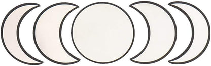 5 pcs Scandinavian Natural Decor Acrylic Moonphase Mirrors Interior Design Wooden Moon Phase Mirror Bohemian Wall Decoration for Home Living Room Bedroom Decor - No Need to Punch (Black)