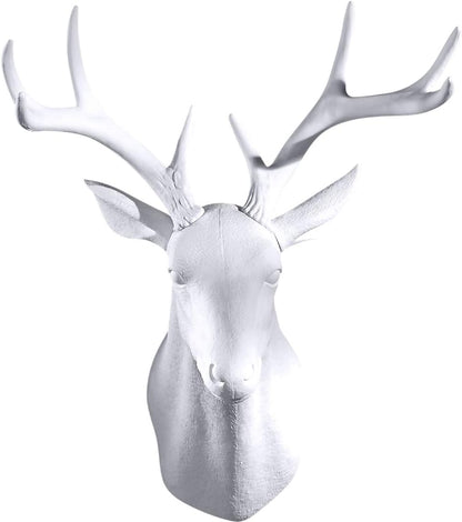 Notakia Wall Charmers Large White Faux Deer Head Faux Taxidermy Animal Head Wall Decor - Handmade Farmhouse Decor - Rustic Wall Decor Deer Antlers (Large White)