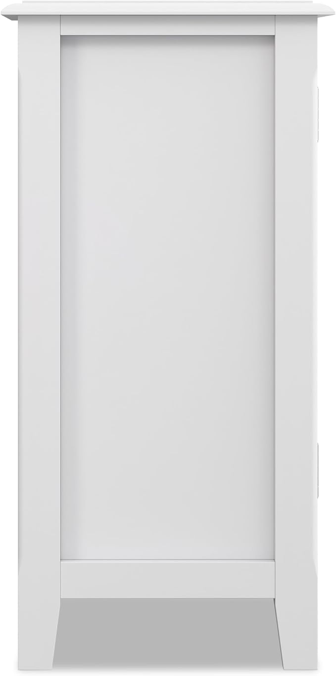 SIMPLIHOME Burlington SOLID WOOD 30 inch Wide Transitional Low Storage Cabinet in White for the Living Room, Entryway and Family Room