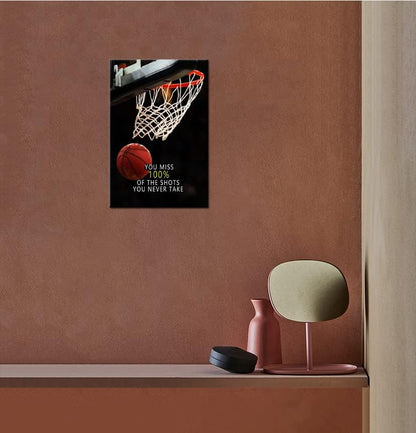 Inspirational Canvas Wall Art Sports Star quote Motivational Canvas affirmative basketball Poster Prints Framed Wall Art for Gym Inspiring Modern Home Wall Decor Framed Ready to Hang [12''W X 18''H]