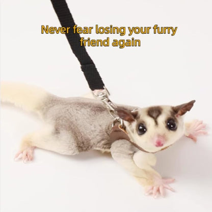 MANON ROSA Sugar Glider Pouch - Small Animal Carrier Bag with Harness Set for Bonding Sling for Reptile Pets Bearded Dragons Lizards Backpack Accessories for Outdoor Travel Walking Resting Blue