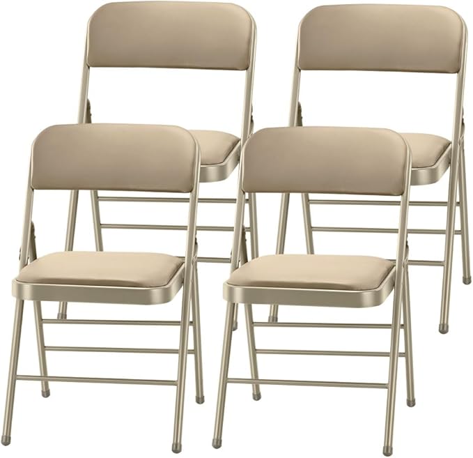 Amazing for less Pack of 4 (Fabric/Vinyl) Steel Frame Metal Foam Padded Folding Chairs (Black, Gray, White)