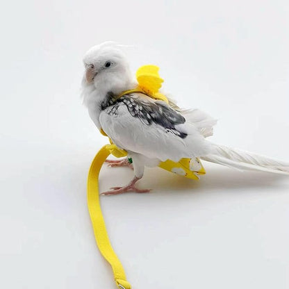 Adjustable Bird Diaper Harness Flight Suit Clothes with 80 Inch Flying Leash Rope for Parrots Conure Cockatiel (Yellow,M)