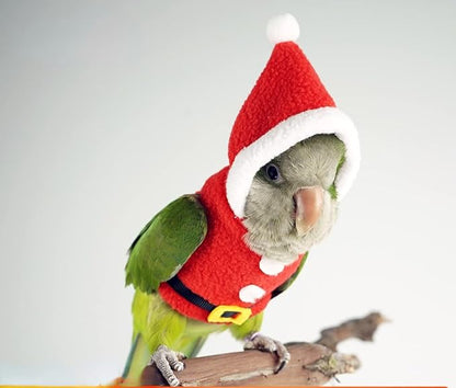 Bird Clothes Birds Flight Suit, Christmas Hoodie for Parrots Cockatiel Sun Conure Christmas Party Cosplay Photo Prop Bird Shirt Small Animals Apparel (with Diaper,Amazon)