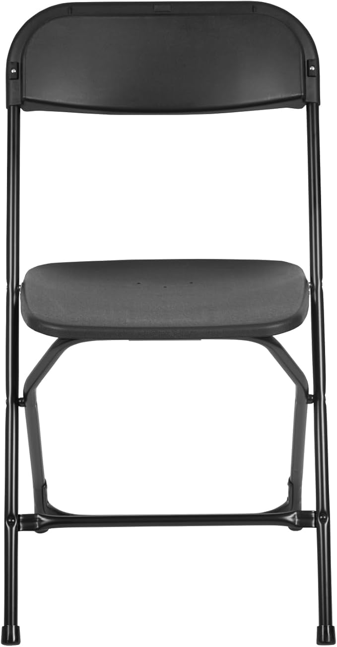 Flash Furniture Hercules Series Plastic Folding Chairs for Parties and Weddings, Stackable Commercial Event Seats with 650-lb. Static Weight Capacity, Set of 4, Black