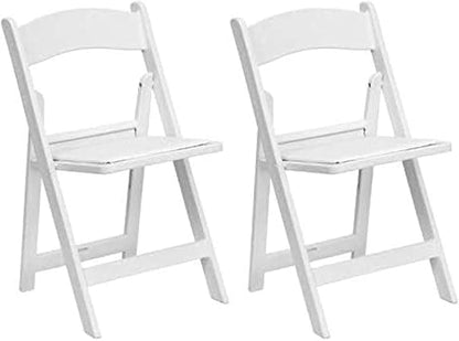 TentandTable White Resin Folding Chairs - Set of 2 Lightweight Stackable Chairs with Padded Seats - Durable 1000LB Capacity - Comfortable Indoor/Outdoor Event Chairs for Weddings, Parties, and More