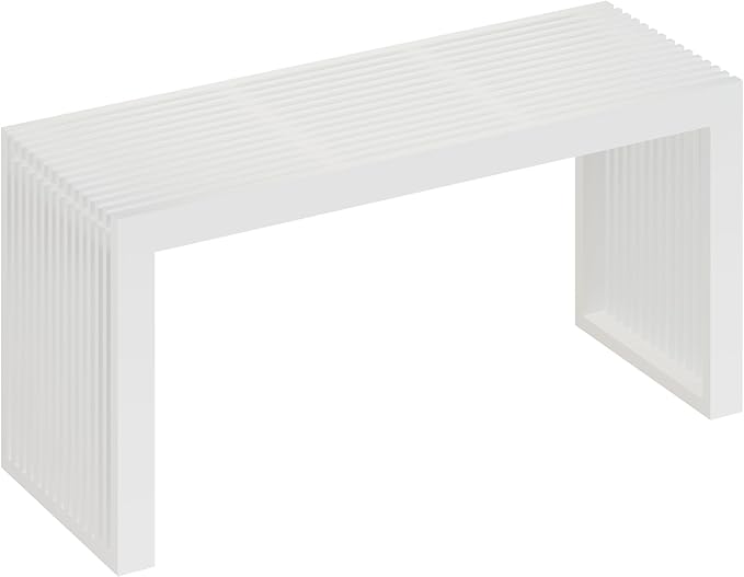 Bamboo Dining Bench Indoor Long Entryway Shoe Rack Benchs,Outdoor Modern Wood Benches 35 Inch Bamboo Bench for Living Room Hallway Bedroom Bathroom White