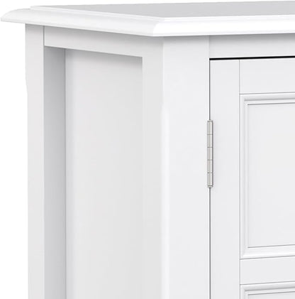 SIMPLIHOME Burlington SOLID WOOD 30 inch Wide Transitional Low Storage Cabinet in White for the Living Room, Entryway and Family Room