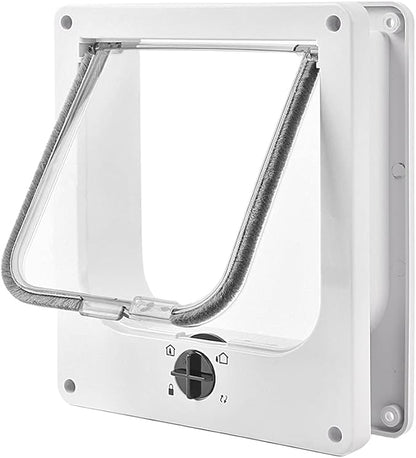 EASY JOY Cat Doors(Outer Size 8.6" x 7.5"), 4-Way Locking Cat Door for Interior Exterior Doors, Weatherproof pet Door with Magnet for Cat or Dog < 16.1 inches in Girth(White M)