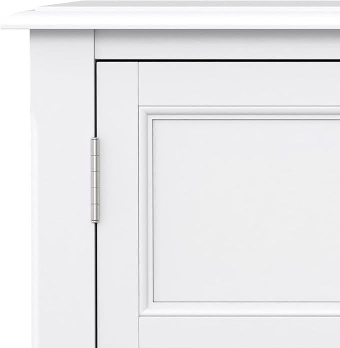 SIMPLIHOME Burlington SOLID WOOD 30 inch Wide Transitional Low Storage Cabinet in White for the Living Room, Entryway and Family Room