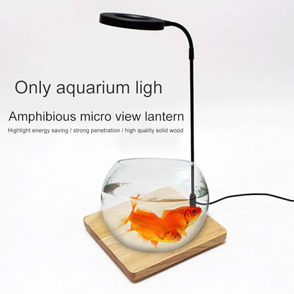 LED Aquarium Light 360 Degree Full Spectrum LED Light with Bamboo Board 10W Nano Fish Tank Light USB Powered Flat Nano Aquarium Light Bett a Fish Tank Light for Plant Growth