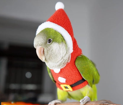Bird Clothes Birds Flight Suit, Christmas Hoodie for Parrots Cockatiel Sun Conure Christmas Party Cosplay Photo Prop Bird Shirt Small Animals Apparel (Without Diaper,Amazon)