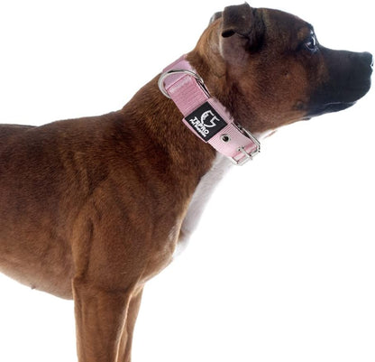 TSPRO Tactical Dog Collar 1.25 Inch Wide Thick Dog Collars with Heavy Duty Metal Buckle, Durable, Strong, Adjustable for Small Dogs (Pink S)