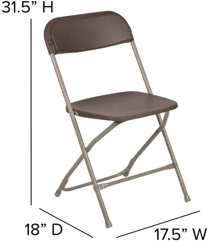 Flash Furniture Hercules™ Series Plastic Folding Chair - Brown - 2 Pack 650LB Weight Capacity Comfortable Event Chair-Lightweight Folding Chair