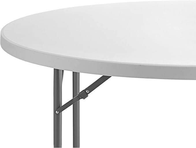 8 Pack 60" Round Granite White Plastic Folding Table - Heavy Duty Banquet, Party, Wedding Table - 5-Foot