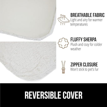 GORILLA GRIP Cat Window Perch, Foldable Cat Window Hammock Bed with 6 Large Suction Cups, Cordless Indoor Wall Shelves, Strong Metal Frame Holds 30lbs, Reversible Washable Sherpa Cover, Medium Beige