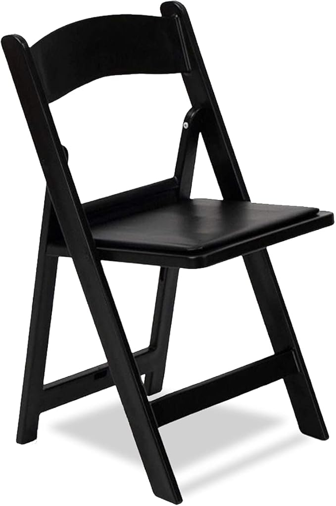 EventStable Titan PRO Resin Folding Chair - Black Indoor/Outdoor Lightweight Foldable Chair - Vinyl Padded Folding Chair for Weddings Parties Events - 100 Pack