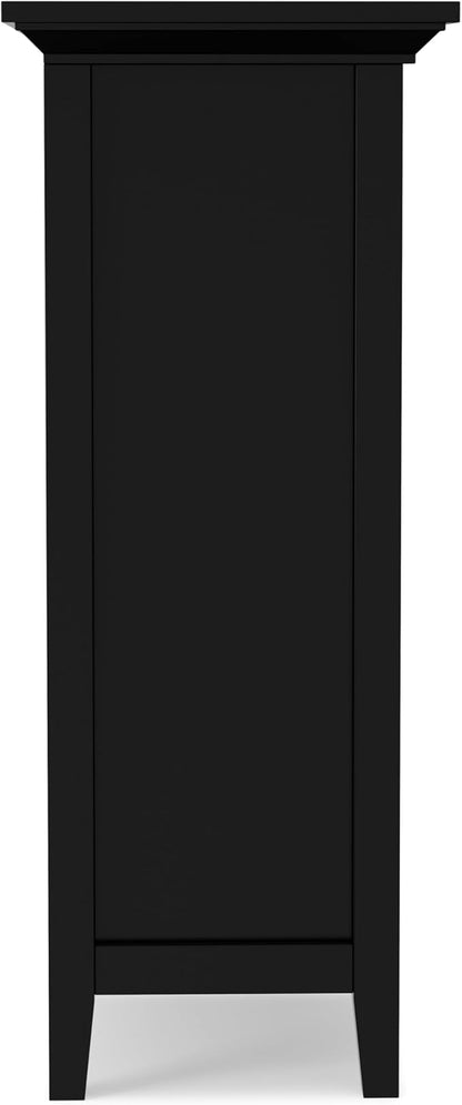 SIMPLIHOME Redmond SOLID WOOD 39 inch Wide Transitional Medium Storage Cabinet in Black for the Living Room, Entryway and Family Room