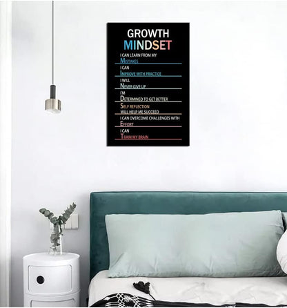 WYJZDZQ8 Inspirational Canvas Painting Growth Mindset Wall Art Motivational Poster Inspiring Prints Wall Pictures for Living Room Office Home Decor Office Framed Ready to Hang [12''W x 18''H]