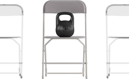 Flash Furniture Hercules Big and Tall Commercial Folding Chair - Extra Wide 650LB. Capacity - Durable Plastic - Gray, 4-Pack