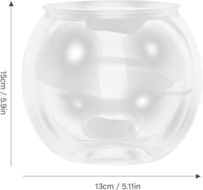 POPETPOP Unbreakable Transparent Fish Tank Globe 5.90X5.11X4.72 Inch Desktop Aquarium for Home Office Decor Unique Round Fish Bowl Flowerpot Alternative