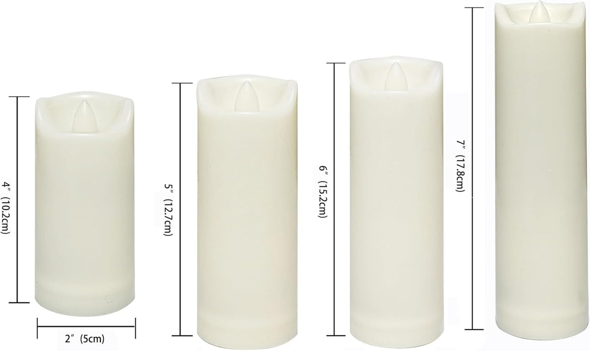 CANDLE CHOICE Waterproof Outdoor Battery Operated Flameless Candles with Auto Timer Flickering Plastic Resin Electric LED Slim Pillar Lights for Lantern Patio Garden Wedding Party Decorations 4 Pack